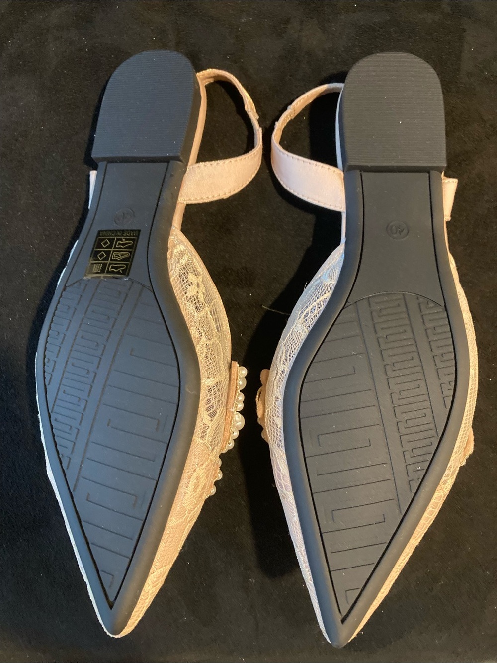 Embellished Pearl Pointed Slingback Flats - Picture 4 of 5